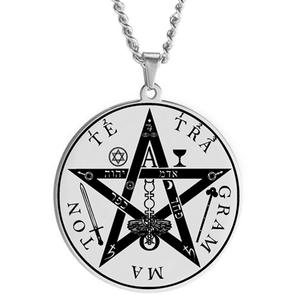 Collar con Colgante de Acero Inoxidable, Sello de <span class=keywords><strong>Kabala</strong></span>, Estrella, Amuleto, Joyería Moderna Unisex, Acabado Espejo, Colgante de Acero Titanio - Product Image 5