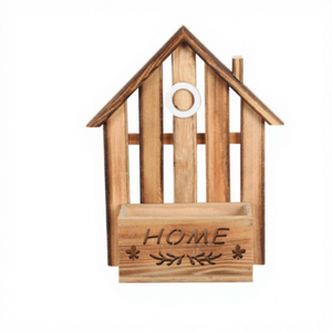 Mangeoire à oiseaux en bois de style ferme pour jardin extérieur, mangeoire à oiseaux en forme de 8 et nichoir, artisanat en bois, boîtes en bois et décorations murales - Product Image 1