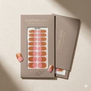 Kit de 20 bandes de gel semi-durcies pour ongles avec logo personnalisé, emballage de luxe, qualité salon, bandes de manucure française ombrée, vente en gros OEM - Product Image 1