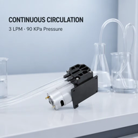 Pompe à diaphragme silencieuse à haute pression 12V 24V DC 3L/min 90KPa pour laboratoire, utilisation continue de l'eau, OEM