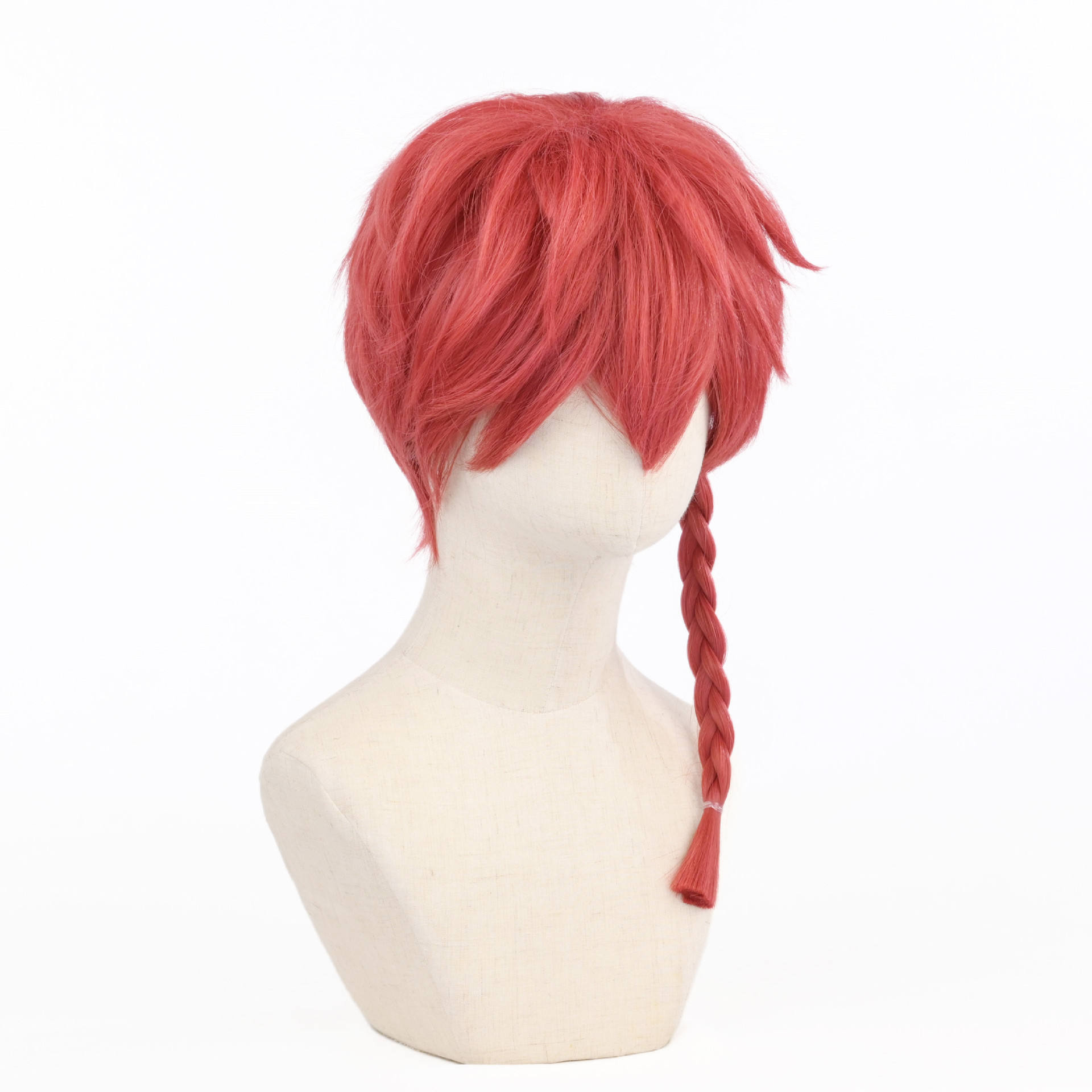 アニメ Blue Lock Ranze Kurona コスプレウィッグ 16インチ レッド編み髪