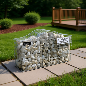 Cesto Gabion Arrotondato 78.7x11.8x31.5 Pollici in Ferro Zincato, Ornamenti da Giardino, Decorazione Paesaggistica per Esterni - Product Image 2