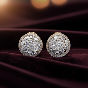 Orecchini di Lusso in Oro Rosa con Diamanti, Oro Massiccio 18K, Diamanti Naturali Taglio Brillante Rotondo, Gioielli da Sposa per Donne - Product Image 2