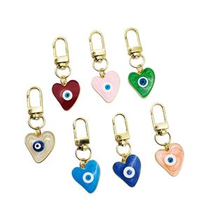 Water Drop Heart Evil Eye Zinc Alloy Luxury Compass Keychain Friendship Couple Enamel Blue Eye Waterproof Bag Car Phone Charm - Product Image 5