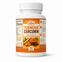 Capsules de Curcumine + Mélange d'Herbes de Haute Qualité OEM/ODM, Antioxydant, Sans Gluten, Favorise la Santé Cellulaire et la Flexibilité Articulaire