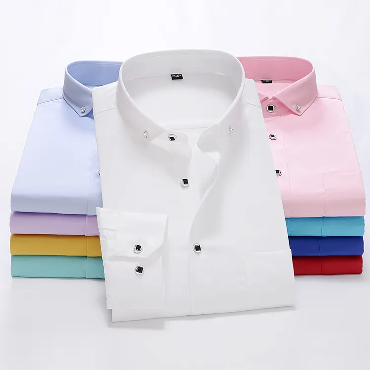 Men's French Cuff Dress Shirt 2022 New White Long Sleeve Formal Business Buttons Custom Male Shirts Regular Fit Cufflinks Shirt