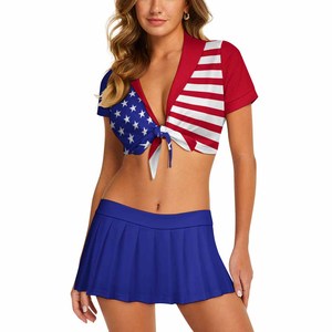 Entrega rápida Low Moq Cheerleading Uniforms Dancewear Crop Top con falda Set Uniformes <span class=keywords><strong>de</strong></span> baile para adultos Imprimir bajo demanda - Product Image 1