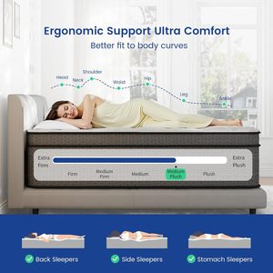 12 inch Lai Nữ Hoàng giường nệm trong một hộp, gel Bộ nhớ bọt và cá nhân Túi mùa xuân cho áp lực cứu trợ, cạnh hỗ trợ - Product Image 4