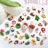 NOUVEAU Kit de 60 Breloques Rondes en Résine Mignonnes de Noël, Style Dessin Animé, en Gros, pour Coques de Téléphone, Ongles et Scrapbooking