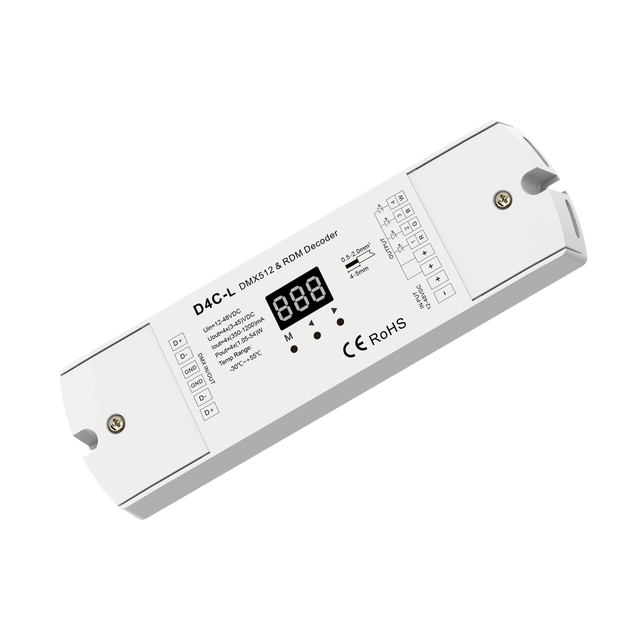 Skydance D4C-L 12-48VDC 350-1200mA 4 Channels Constant Current DMX512 RDM Decoder for RGBW Led Strip