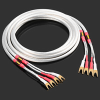 Cable de Audio para Altavoces de Alta Gama, Chapado en Plata OCC, con Conector Banana de Fibra de Carbono para Sistemas de Alta Fidelidad y Micrófonos
