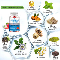 Hot verkopende private label natuurlijke Ashwagandha wortelextract gummies met vitamine B12 voor mannen en vrouwen