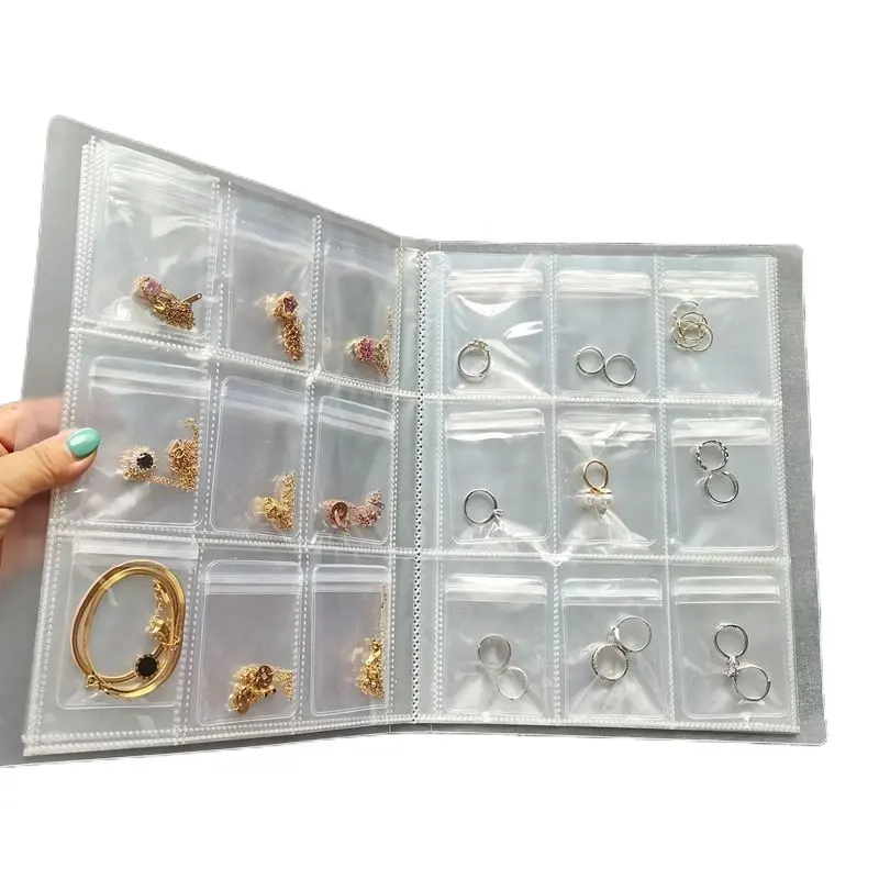 شفافة مجوهرات تخزين كتاب مجوهرات مختومة حقيبة المضادة الأكسدة قدرة كبيرة قلادة رقيقة القرط جمع كتاب