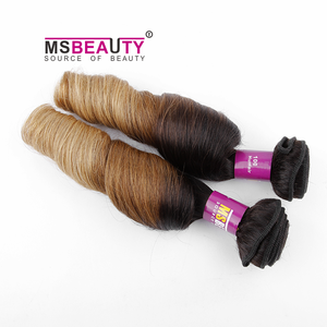 1B-4-27 Màu 3Tone Nigeria Bạch Kim Tóc Vàng Crochet Bện Malaysia Bouncy Curl Tóc Con Người Bó Dệt Bện Trong Dệt Xoăn - Product Image 4
