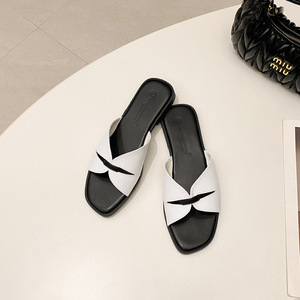 2026 French Retro Women Summer Slippers Outdoor Casual Flat Non Slip Beach <b>Slides</b> - Product Image 2