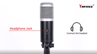 Microphone de studio USB à condensateur professionnel OEM, casque de bureau portable avec fonction d'annulation du bruit, enregistrement en direct pour YR11