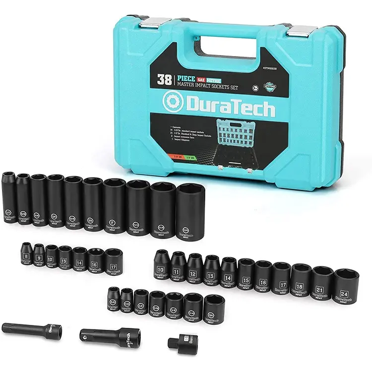 Automotive tools set 1/2" & 3/8" Drive impact Socket Set impact wrench Socket set with Extension Bars and Impact Adapter