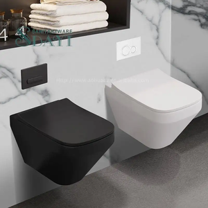 SDAYI European Bathroom Hotel Rectangle Matt <strong>Black</strong> Grey Ceramic Wall Mounted Concealed tank Wc P-trap Washdown Wall Hung <strong>Toilets</strong> - Product Image 2