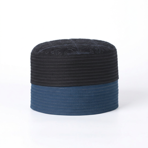 2025 Wholesale Islamic Prayer Caps Customizable Bucket Hats for Adults Muslim Prayer Cap Breathable Solid Blue Color Knitted Cap - Product Image 4