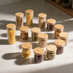 Trong suốt tối giản lọ thủy tinh nắp kín lò vi sóng để lưu trữ <span class=keywords><strong>cookie</strong></span> trái cây sấy khô nhà bếp thiết kế in - Product Image 4