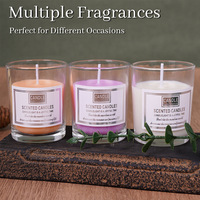 Bougie d'aromathérapie artisanale de style nordique, senteurs lavande, pêche blanche et oolong, dans un gobelet givré, en cire de soja, pour mariage et Thanksgiving