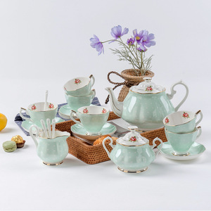 15pcs Fine Bone China Cup Kit <b>Dinnerware</b> <b>Sets</b> Eco-Friendly Art Decor Red <b>for</b> Restaurants - Product Image 1