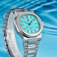 Montre mécanique en acier inoxydable pour hommes, étanche, en forme de baril, multifonctionnelle, pour un usage quotidien en extérieur et pour les fêtes