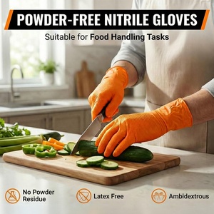 Guantes de Nitrilo Naranja Resistentes AmpsafeX, Sin Látex ni Polvo, Guantes de Trabajo Reutilizables para Automoción, Industria, Limpieza y Alimentos - Product Image 3