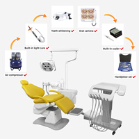 Fauteuil dentaire pliable et portable avec crachoir et turbine, unité dentaire mobile, lumière LED, plateau en acier inoxydable pour usage domestique ou clinique