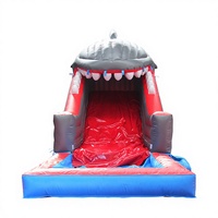 WINSUN Grand toboggan aquatique gonflable double piste en forme de requin pour enfants, en PVC, idéal pour parcs d'aventure, aires de jeux, centres commerciaux et jardins