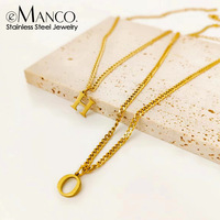 Collar con alfabeto de acero inoxidable chapado en oro personalizable EManco, colgante con inicial de, nombre personalizado, regalo de perla, Estilo clásico