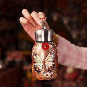 Gourde isotherme de luxe 300 ml en acier inoxydable, style chinois, imprimé paon, mini, écologique, pour cadeau de fête - Product Image 2