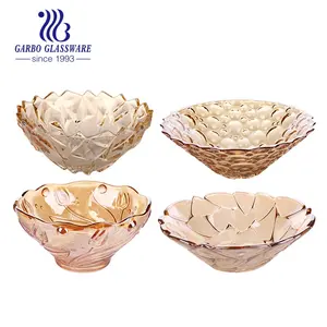 10inch iron plated golden household irregular large size glass bowl gold plating salad bowl vegetable and fruit bowl