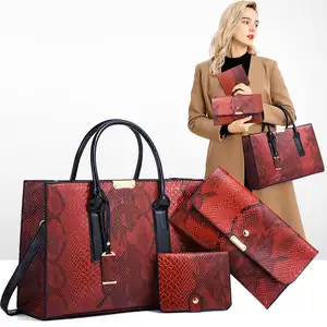 Nieuwe Modetrend Retro Grote Capaciteit Slangenhuid Diagonale Spandrel Moeder Tas 3-delige Set Set Tas