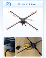 Proyector Holográfico 3D HDMI, Ventilador Holográfico 3D, Proyector HDMI con Pantalla LED para Publicidad, 65cm, 100cm, 150cm, 180cm