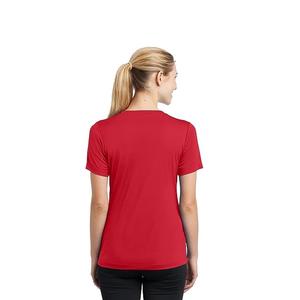 Ropa personalizada para mujer, camiseta informal de poliéster Spandex con cuello en V, manga corta, ajustada, camiseta de Color sólido liso para mujer - Product Image 2