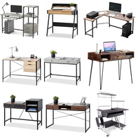 Meubles en forme de L cadre en métal bureaux d'écriture en bois Table d'étude Table d'ordinateur d'angle de maison avec étagères