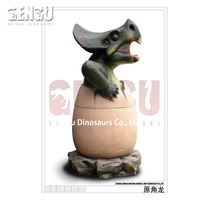 Poubelle de dinosaure en fibre de verre décorative d'intérieur pour centres commerciaux aéroports garderies jardins d'enfants écoles
