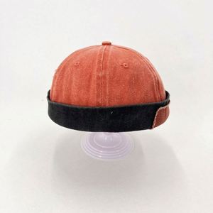 Hats Washed Cotton Denim <b>Caps</b> Beanie Classic Vintage Style Solid Color <b>Brimless</b> Rolled Cuff Hat Promotional Gift - Product Image 4