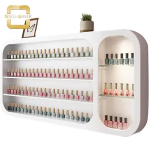 4 Tier Nail Polish Shelf Supplier of Wooden Nail Polish Display Holder For Hanging Wall Shelf Makeup Display Rack