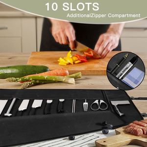 Échantillon gratuit : Sac de transport décontracté pour couteaux de chef, 10 emplacements pour couteaux, grande poche zippée, étui à couteaux durable 10oz, bandoulière réglable - Product Image 6