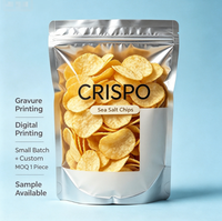 Sachets personnalisés à fermeture éclair, semi-métallisés PET/VMPET/PE avec fenêtre, pour l'emballage de chips de pommes de terre, faible MOQ