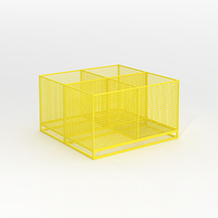 Caisse de rangement en treillis métallique à 4 compartiments sur mesure, panier de présentation en métal thermolaqué, plusieurs couleurs au choix