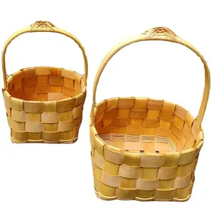 Handmade phong cách MỤC VỤ bằng gỗ dệt trứng thu giỏ tre dâu dâu hái giỏ