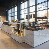 Comptoir de bar moderne en marbre éclairé par LED pour restaurant et hôtel, idéal pour centre commercial, garantie 10 ans