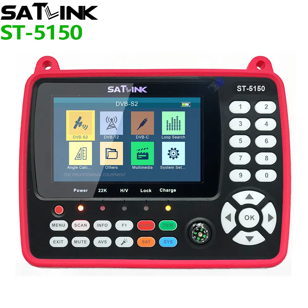 Satlink ST-5150 Satellite Finder 4.3 Inch HD LCD Screen Support DVB S/S2/T/T2/C 2600mAh Li-lon Battery H.265 HEVC LNB