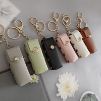 Großhandel Lippenstift Pu Tasche mit Schlüssel bund Mini Herz Make-up Spiegel Kleine tragbare Taschen für Lip gloss mit Schlüssel anhänger