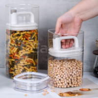 Pot de conservation en verre classique 10OOML avec couvercle anti-poussière en ABS pour le rangement des céréales, des pâtes, des grains de café dans le garde-manger, hermétique et durable
