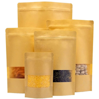 Sachets Doypack en papier kraft biodégradable refermables avec fermeture éclair et fenêtre transparente pour l'emballage de denrées alimentaires sèches et de fruits secs - Vente en gros
