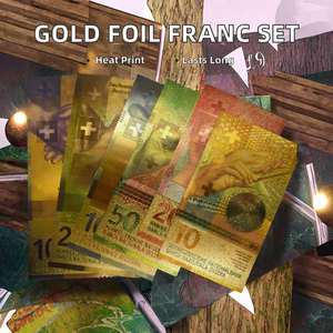 Lot de 6 billets de banque factices en feuille d'or <span class=keywords><strong>Suisse</strong></span> (10, <span class=keywords><strong>20</strong></span>, 50, 100, 200, 1000 Francs) pour cadeaux, souvenirs et fêtes - Product Image 2